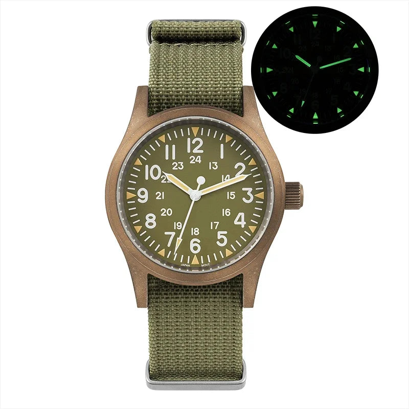 Militado ML05 Vintage Quartz Watch 38mm Watches VH31 Movement Watches Domed Sapphire Crystal With High Clear AR Coating Luminous