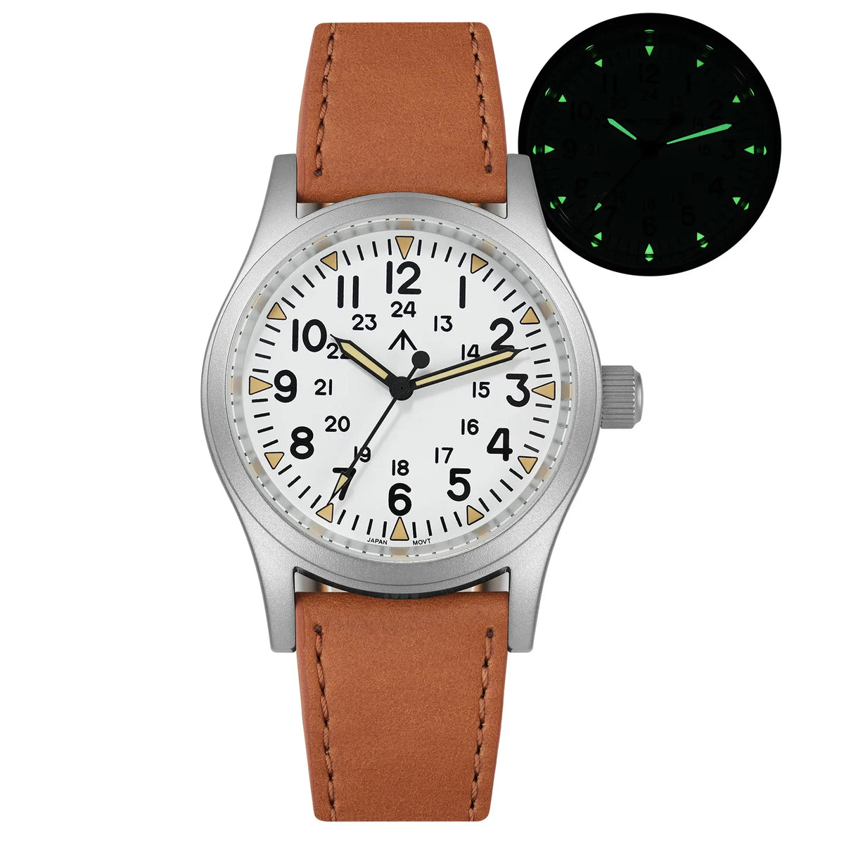Militado ML05 Vintage Quartz Watch 38mm Watches VH31 Movement Watches Domed Sapphire Crystal With High Clear AR Coating Luminous
