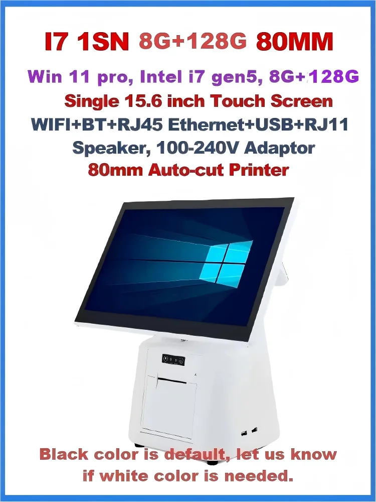 15.6 Inch Touch Screen POS Terminal Cash Register with 58/80mm Thermal Printer All in One POS System for Restaurant Supermarket