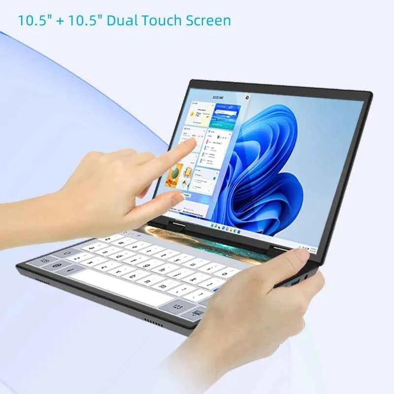 Intel N150 N100 CPU Dual Screen Laptop 14"+14 " 2K Touch Screen Notebook 32GB 360 Degree Flip Metal Case 2 in 1 Laptop Computer