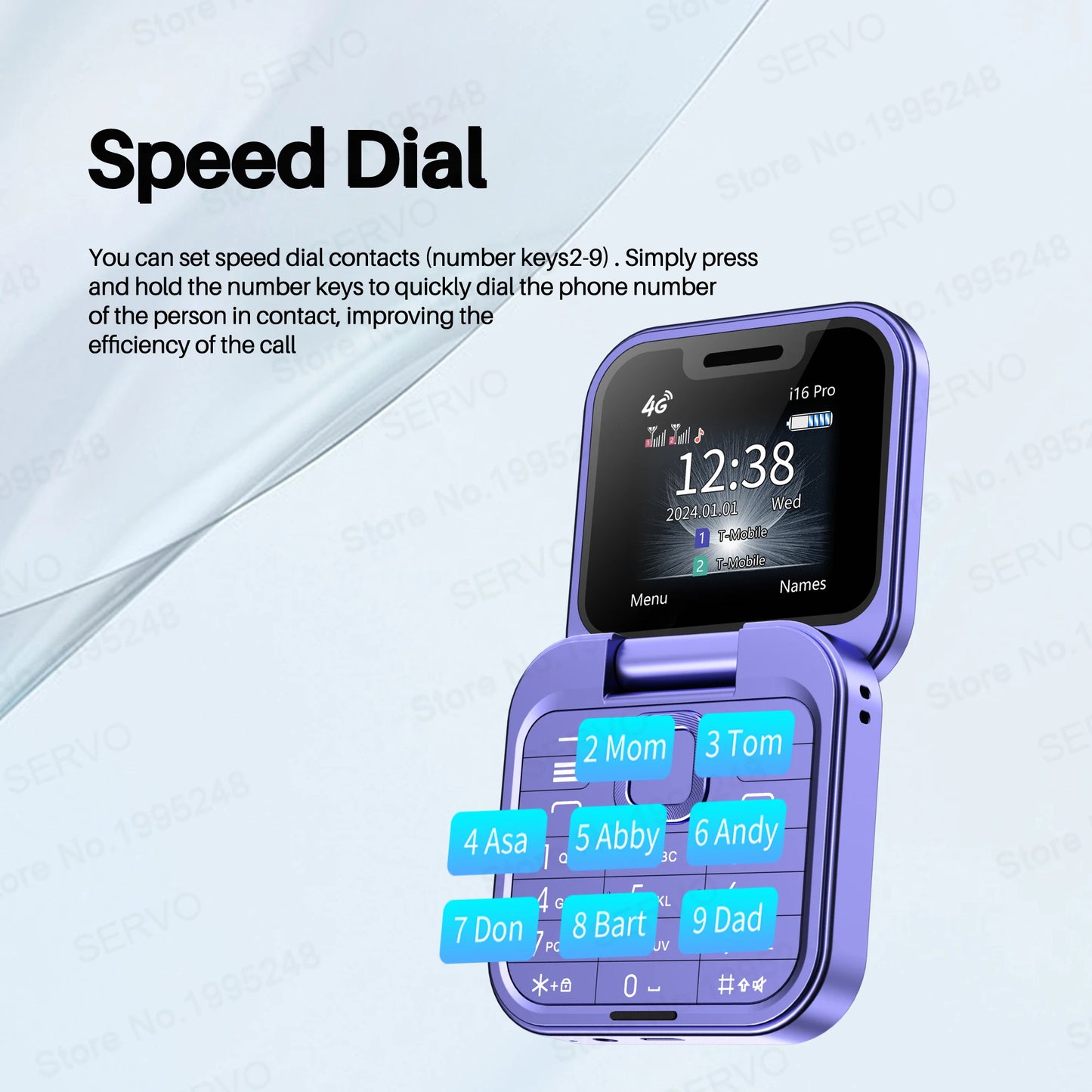 SERVO i16 Pro 4G Mini Flip Phone – Dual SIM, Call Recording, Speed Dial, FM Radio, Blacklist