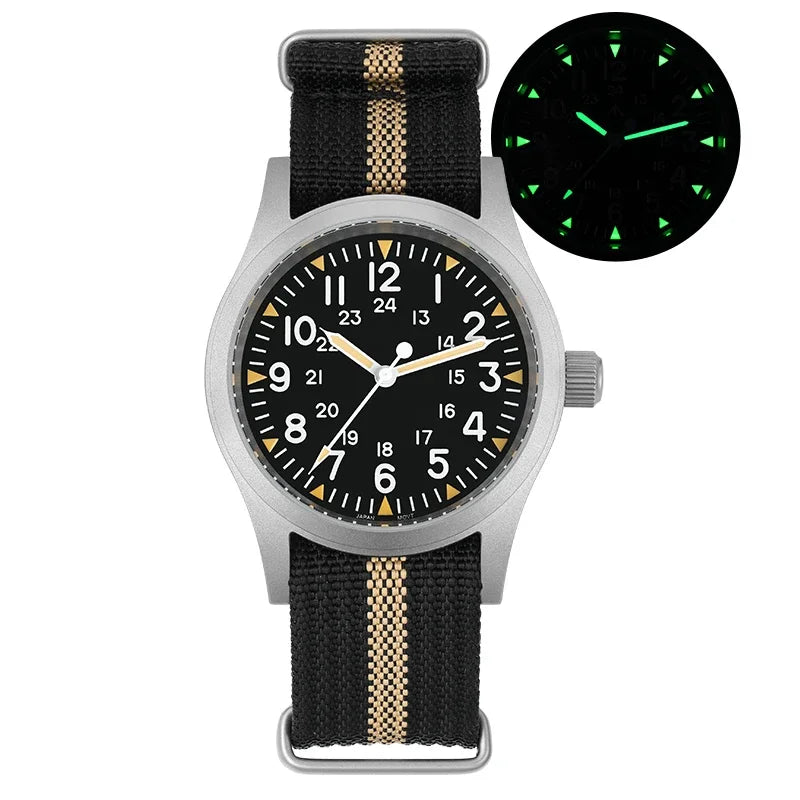 Militado ML05 Vintage Quartz Watch 38mm Watches VH31 Movement Watches Domed Sapphire Crystal With High Clear AR Coating Luminous