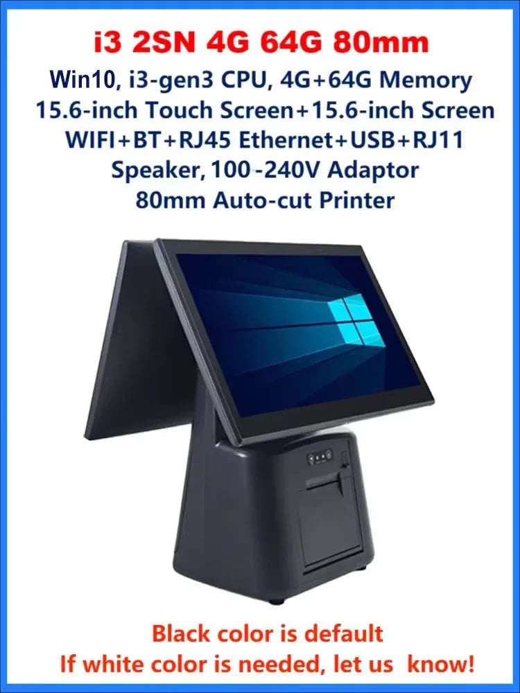 15.6 Inch Touch Screen POS Terminal Cash Register with 58/80mm Thermal Printer All in One POS System for Restaurant Supermarket