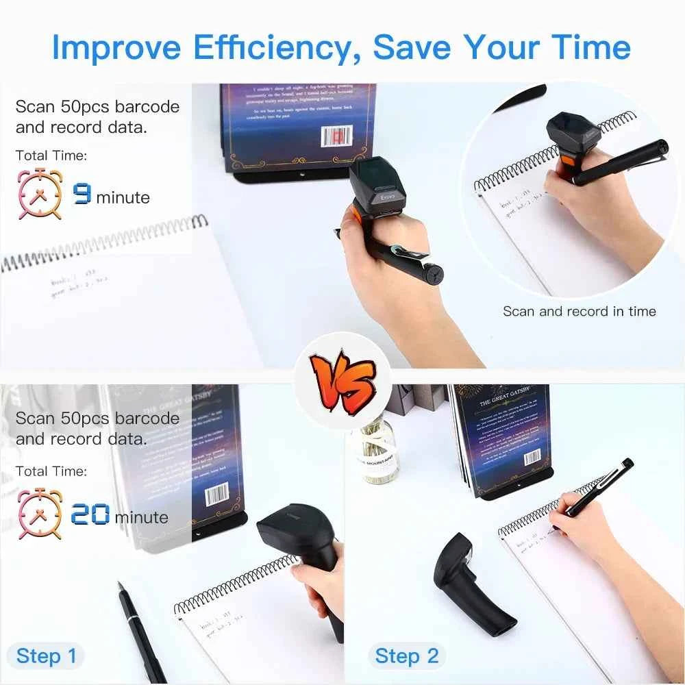 Eyoyo EY-016 2D Wearable Ring Barcode Scanner Mini Portable 3-in-1 USB Wired 2.4G Wireless Bluetooth Finger Scanner iPad iPhone