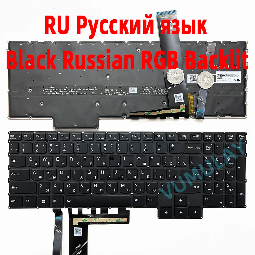US/RU Backlit Keyboard for Lenovo Legion 5 Pro 16ITH6 16ITH6H 16ACH6 16ACH6H 16ARH7 16ARH7H 16IAH7 16IAH7H 82RF 82JD 82JQ 82RG