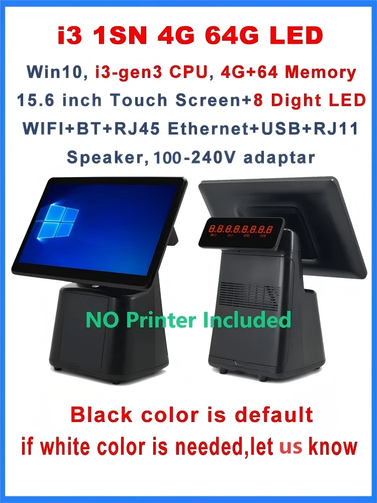 15.6 Inch Touch Screen POS Terminal Cash Register with 58/80mm Thermal Printer All in One POS System for Restaurant Supermarket