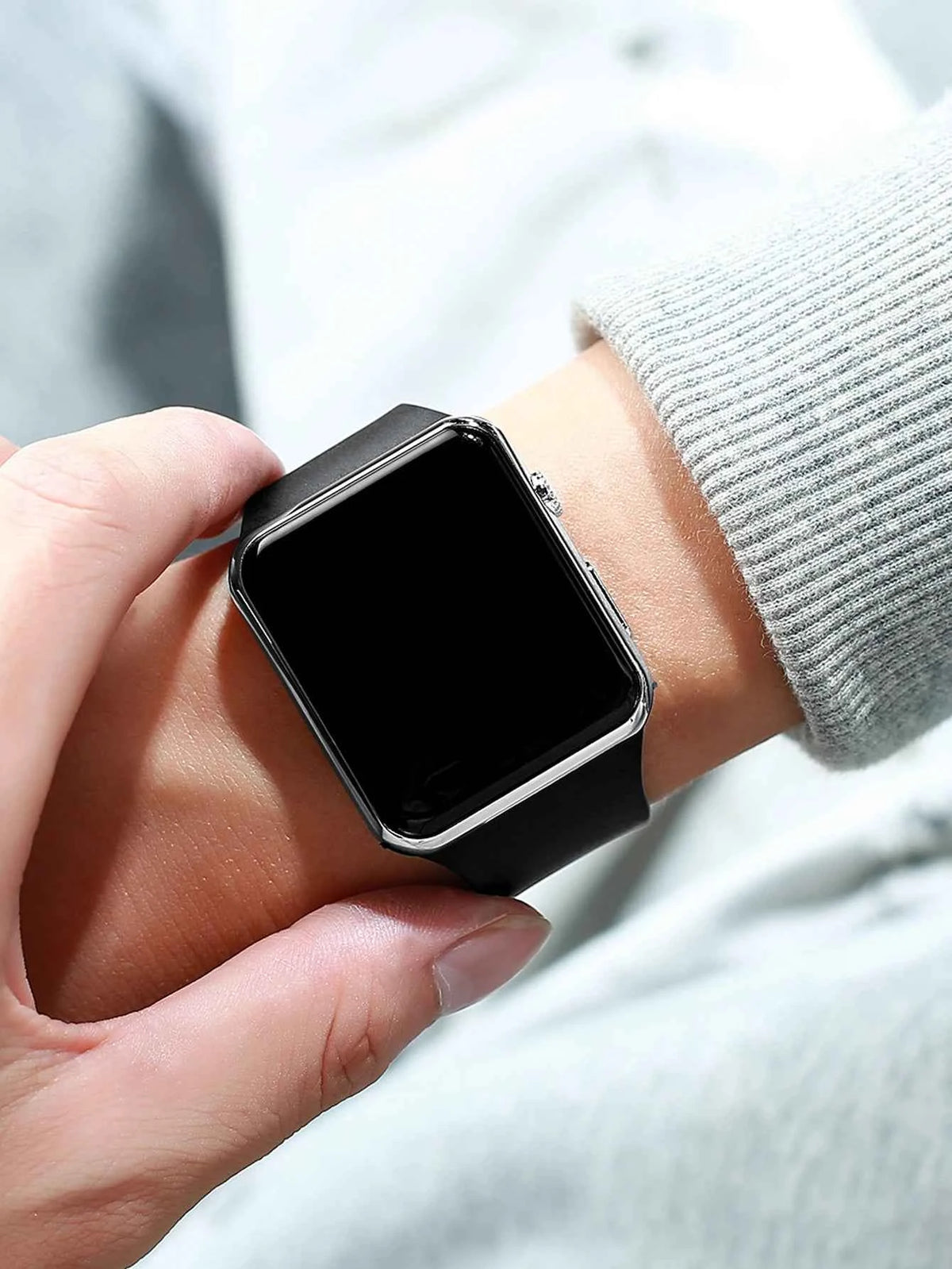 2 Stylish Simple Rectangular Silicone Men's Electronic Watch Travel All-Purpose Birthday Gifts