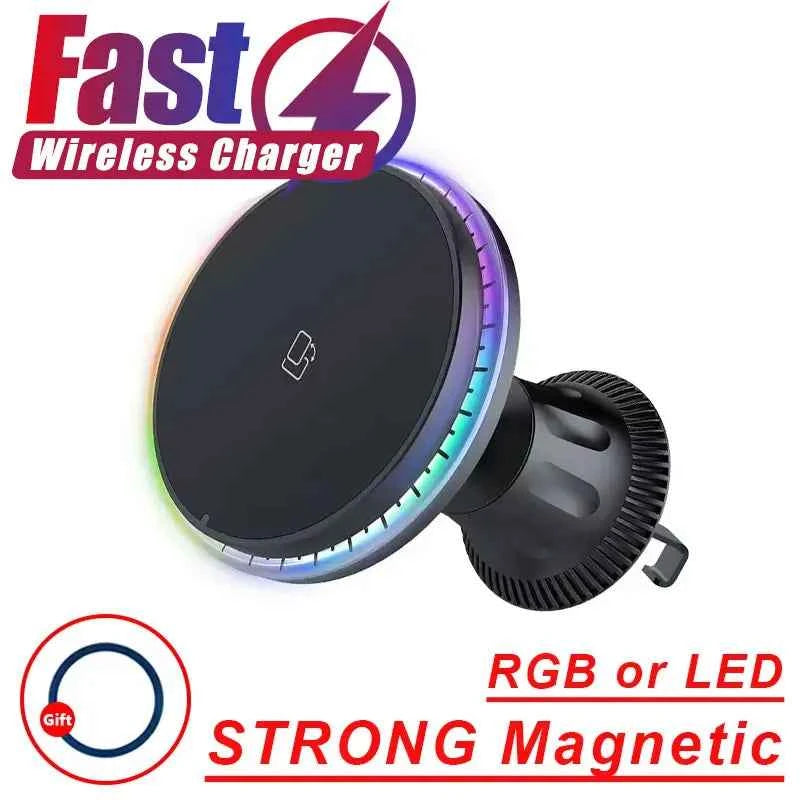 RGB Magnetic Wireless Car Charger for iPhone 12-16 Pro Max
