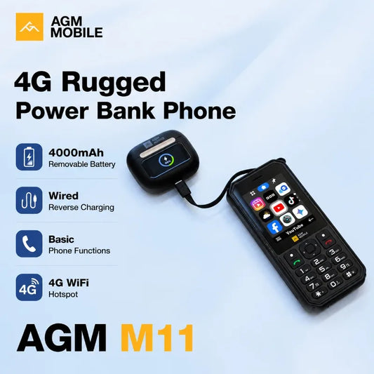 AGM M11 4G Rugged Phone – IP68 Waterproof, 4000mAh, WiFi Hotspot, Reverse Charging, Outdoor Use