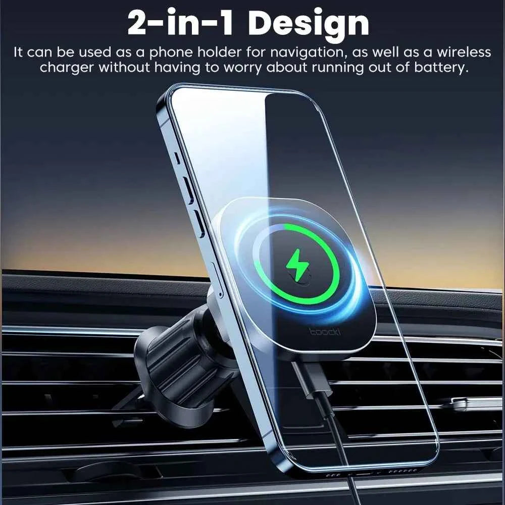 Toocki 15W Magnetic Wireless Car Charger and Air Vent Phone Holder for iPhone 15 14 13 12 Pro Max
