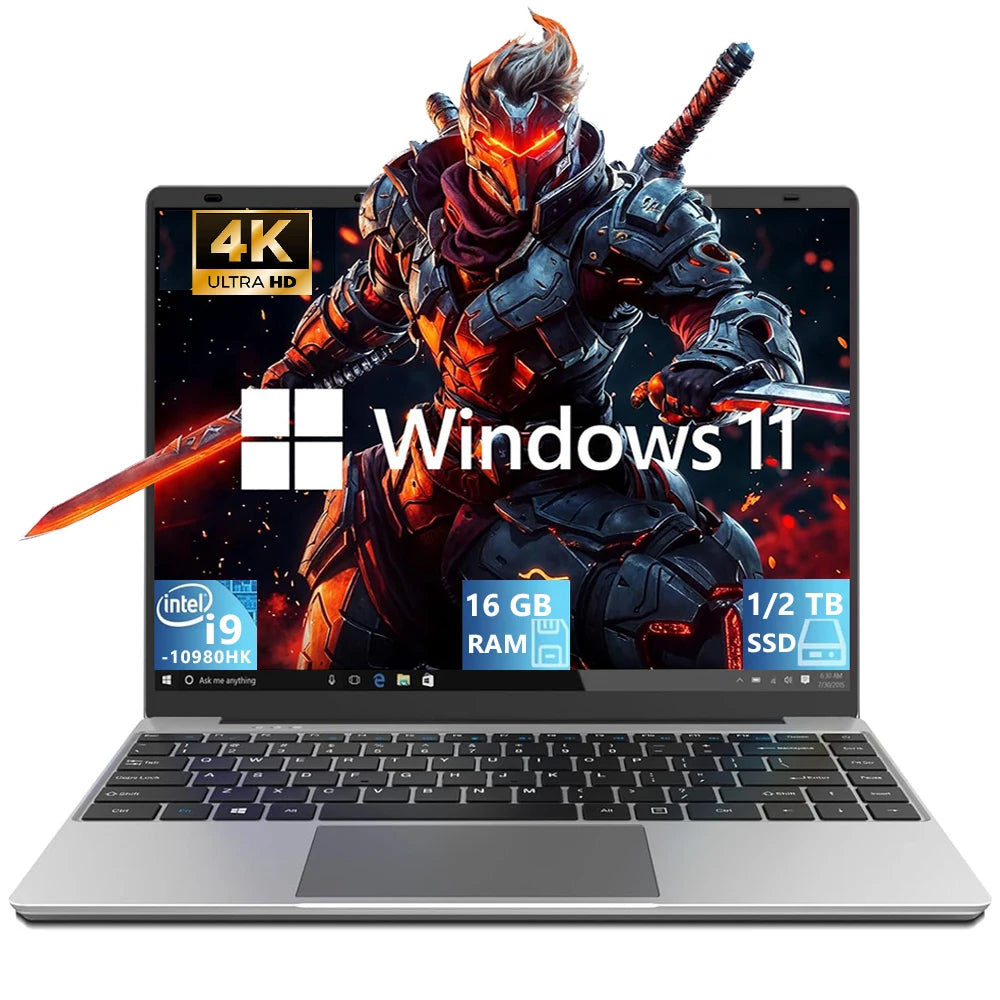 14.1" Portable Laptop – Intel Core i9-10980HK or N150, 16GB RAM, Up to 2TB SSD, 4K, Windows 11 Pro