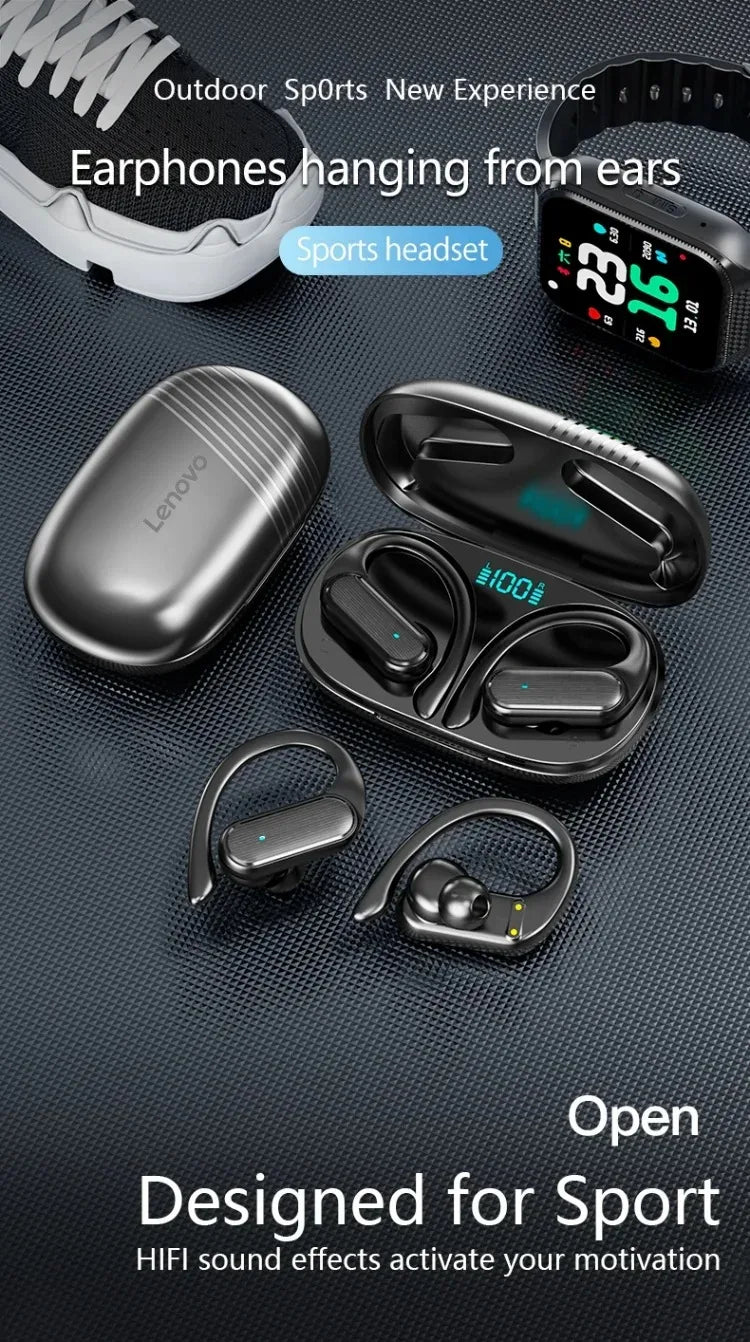 Lenovo A520 Open-Ear Wireless Earbuds with LED Power Display