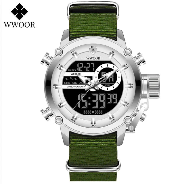 WWOOR Fashion Watches For Men Luxury Business Digital Wristwatch Military Sports Quartz Male Watch Waterproof Clock Montre Homme
