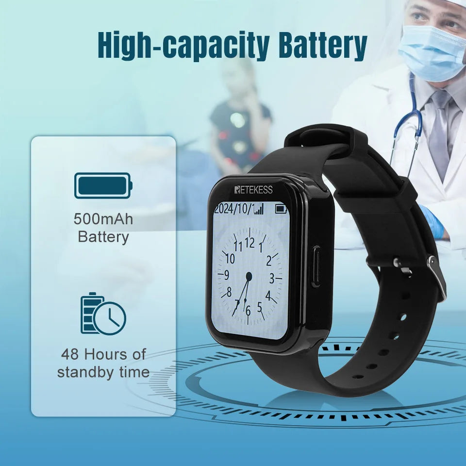 Retekess Caregiver Pager Wireless Calling System T114 Screen TD113 Watch Alert SOS Call Buttons for Clinic Hospital Nurses Home
