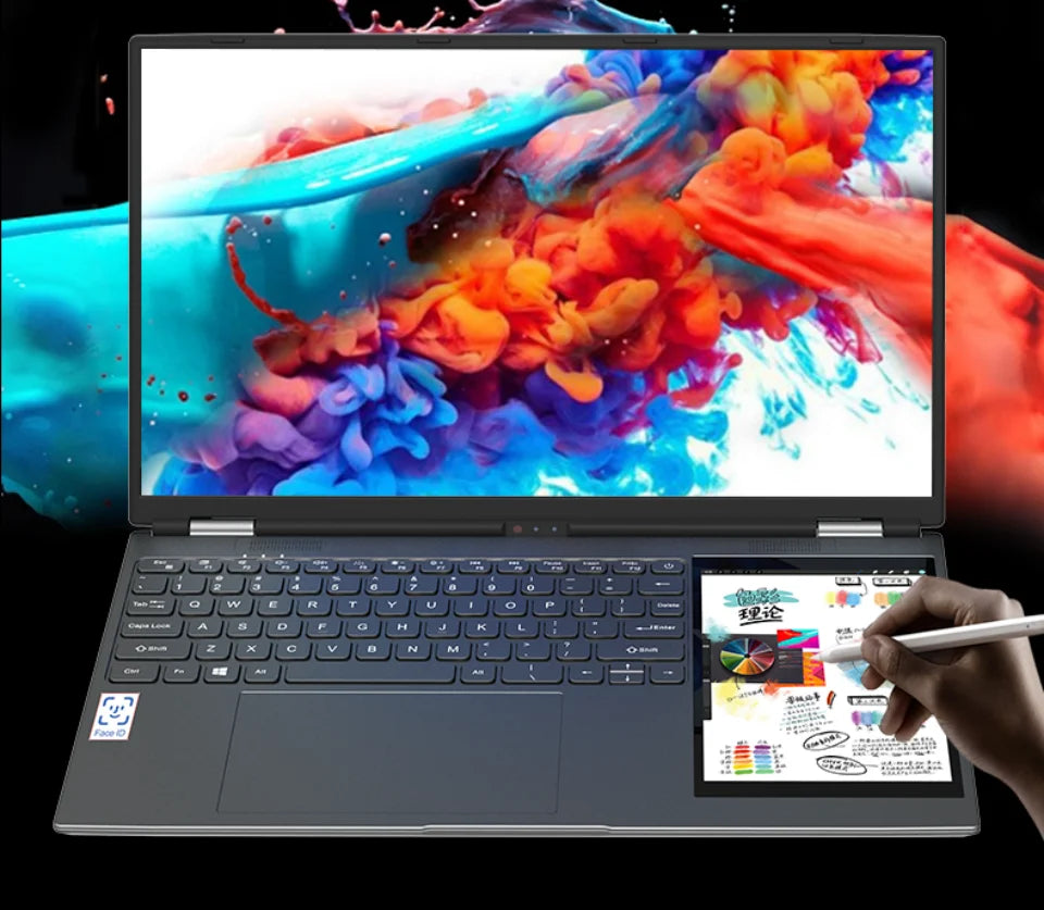 NWNLAP Dual Screen Laptop – 15.6" IPS + 7" Touch Screen, Intel N95/N100, 16GB RAM, Up to 2TB SSD, Windows 11, Face ID