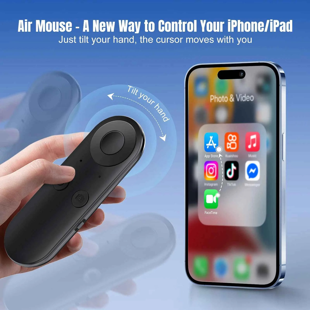 Smartphone Remote Clicker with Air Mouse Multifunctional Smart Fingertip Ring Remote Control for iPhone iPad Android Tablet