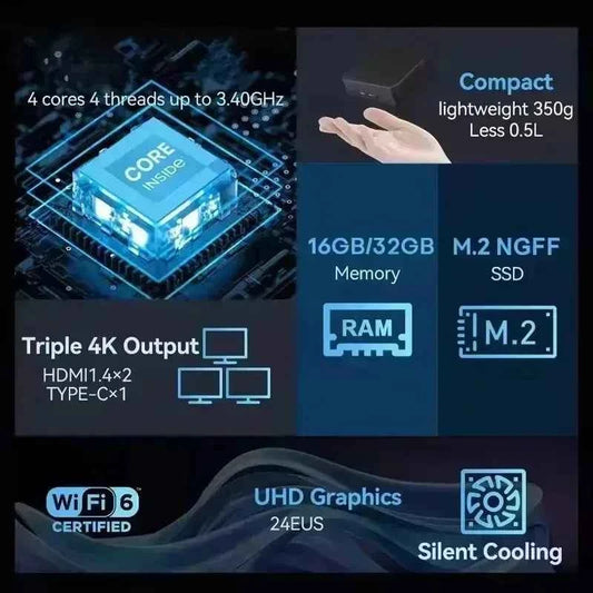 2026 NEW Intel N150 Mini PC 16GB RAM, 1TB or 2TB SSD, WiFi6, Windows 11, Perfect for Desktop Office Portable Gaming