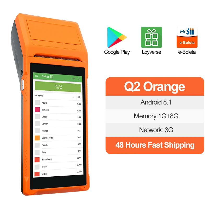 Q1 Q2 Handheld Thermal Receipt POS Printer Android Terminal Mobile Bill Ticket Printer 58mm Wireless Bluetooth PDA With Scanning
