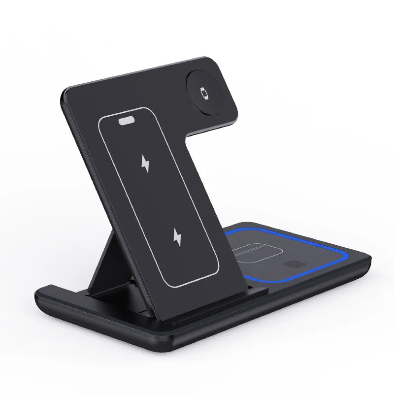 15W Foldable 3-in-1 Magnetic Wireless Charging Station for iPhone and Apple Watch