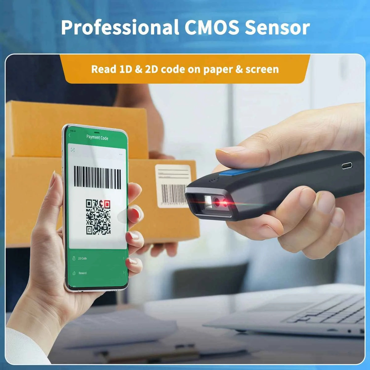 NETUM Z2 Wireless QR Barcode Scanner and Blueooth Wire 2D Barcode Reader PDF417 Automatic Sensing for Pos Scanning