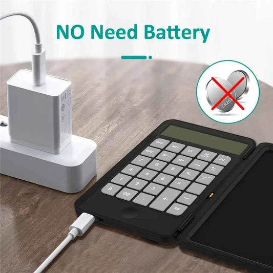 Type C Charging Standard Function Calculator with LCD Notepad 12-Digit Math Calculator With Stylus Writing Pad