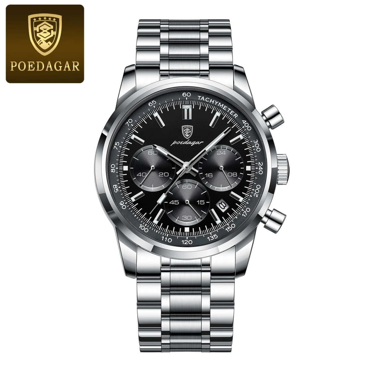 POEDAGAR Luxury Men Watch Waterproof Luminous Chronograph Date Watch For Man Stainless Steel Military Sport Men's Quartz Watches