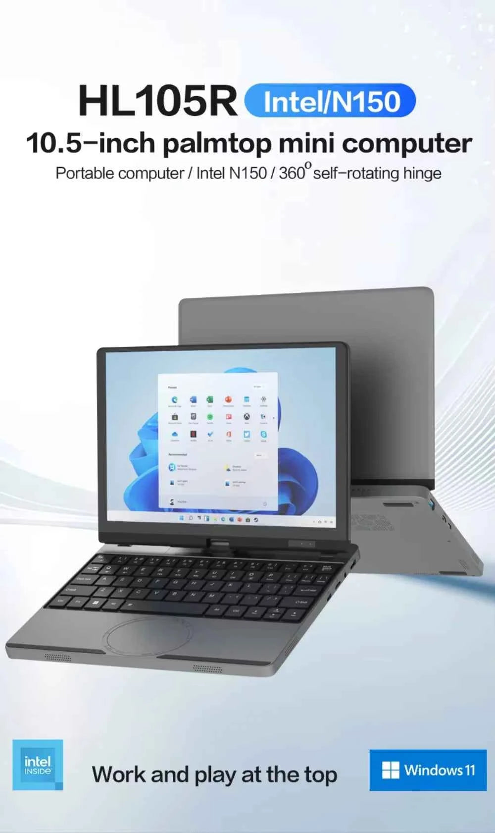 12th Gen Intel Alder Lake N150 Mini Gaming Laptop 10.5inch Touch Screen 16G/32G 512GB 1TB Windows 11 Notebook Tablet PC 2 in 1