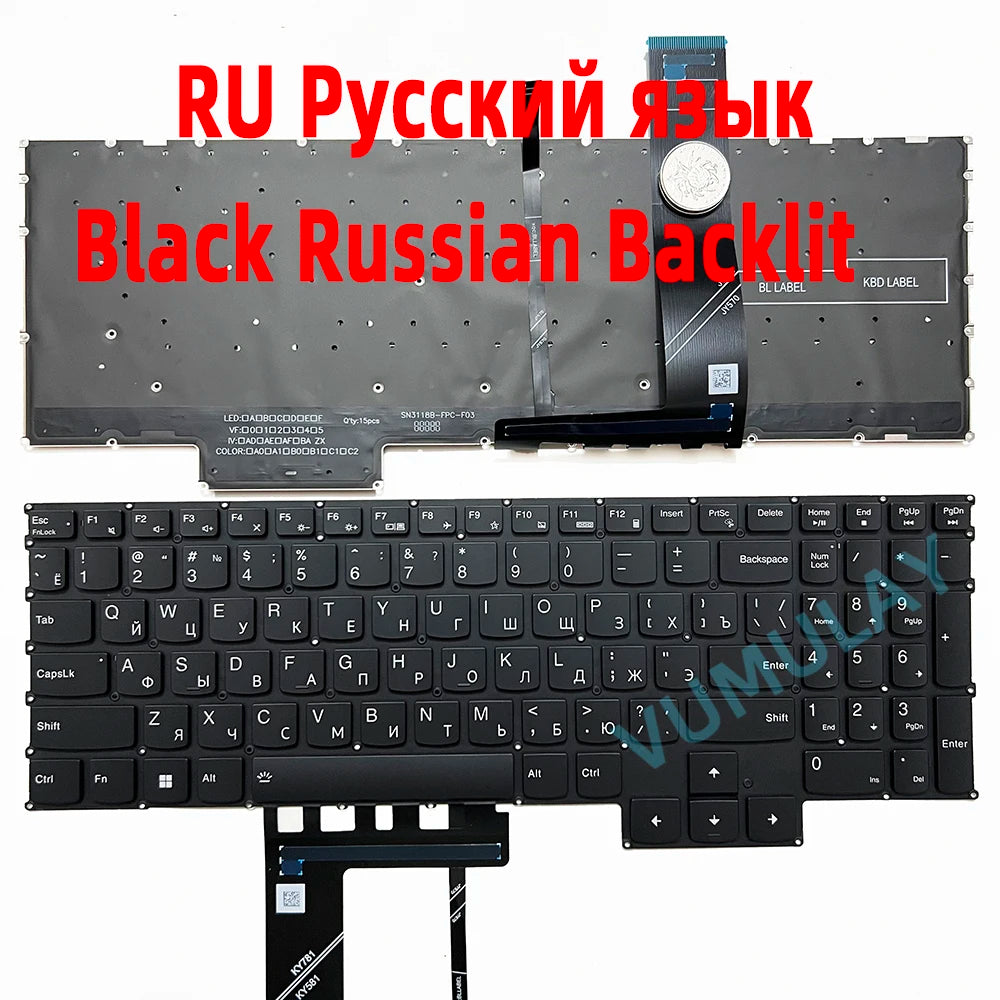 US/RU Backlit Keyboard for Lenovo Legion 5 Pro 16ITH6 16ITH6H 16ACH6 16ACH6H 16ARH7 16ARH7H 16IAH7 16IAH7H 82RF 82JD 82JQ 82RG