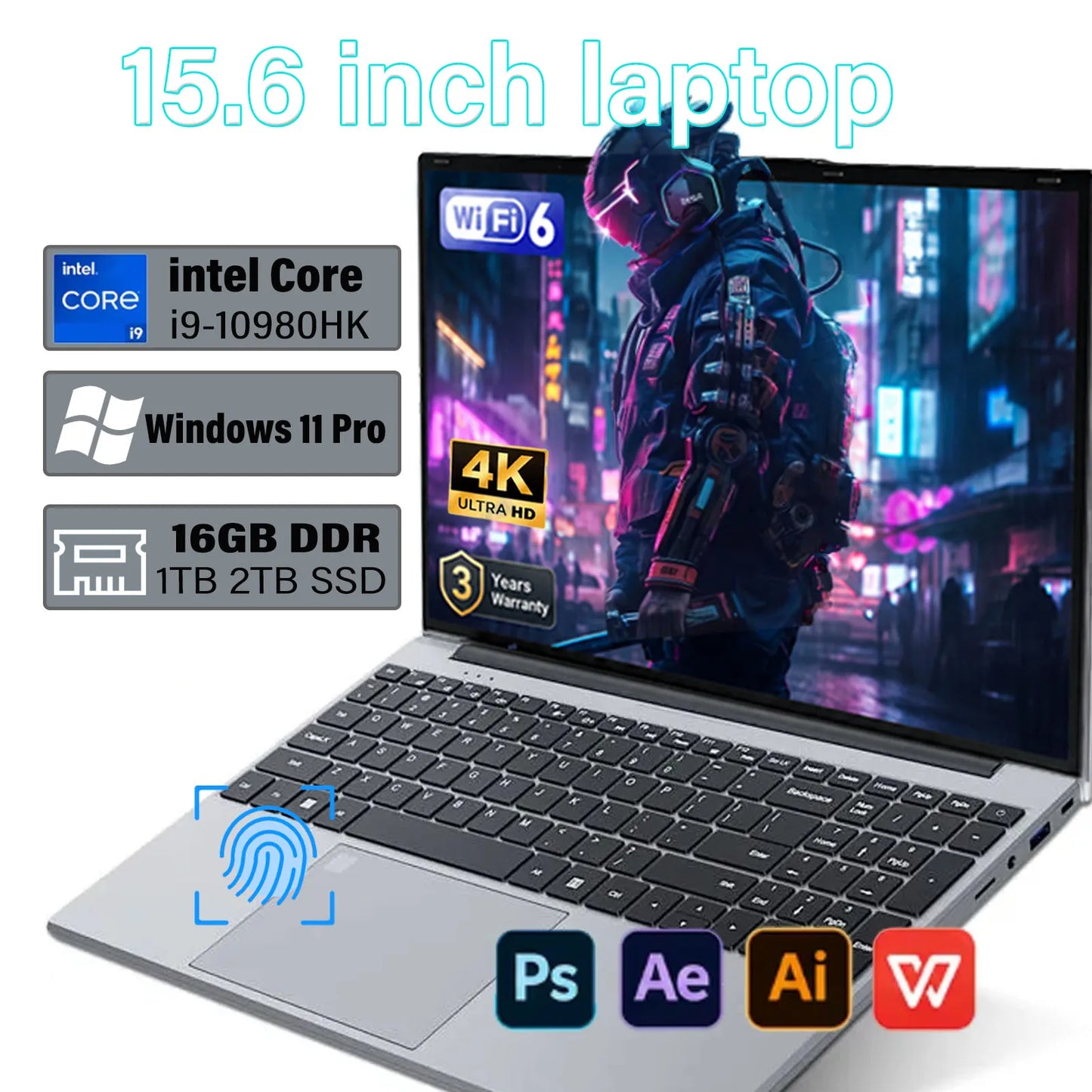 15.6" Laptop – Intel Core i9-10980HK, 16GB RAM, 1TB SSD, Windows 11 Pro – Office, Gaming & Study
