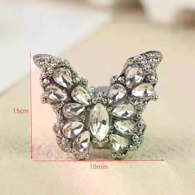 1 Pair Removable Rhinestone Butterfly Decorations for Clip-On Earbuds