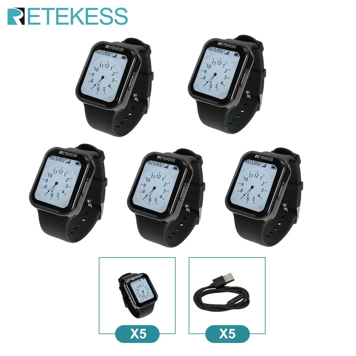 Retekess Caregiver Pager Wireless Calling System T114 Screen TD113 Watch Alert SOS Call Buttons for Clinic Hospital Nurses Home
