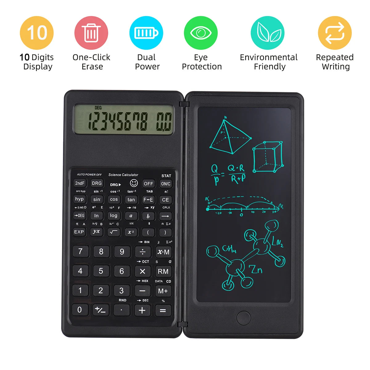 Upgraded Solar Scientific Calculator with LCD Notepad Functions Professional Portable Foldable Calculator for Students