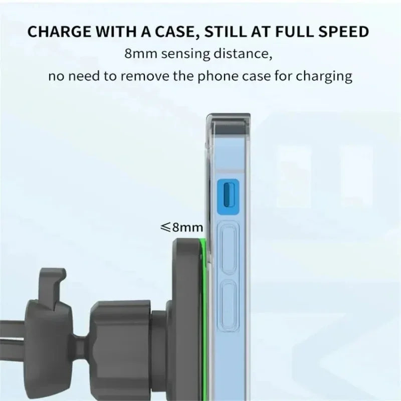 15W Magnetic Wireless Car Charger Mount for iPhone 15 14 13 12 and Xiaomi