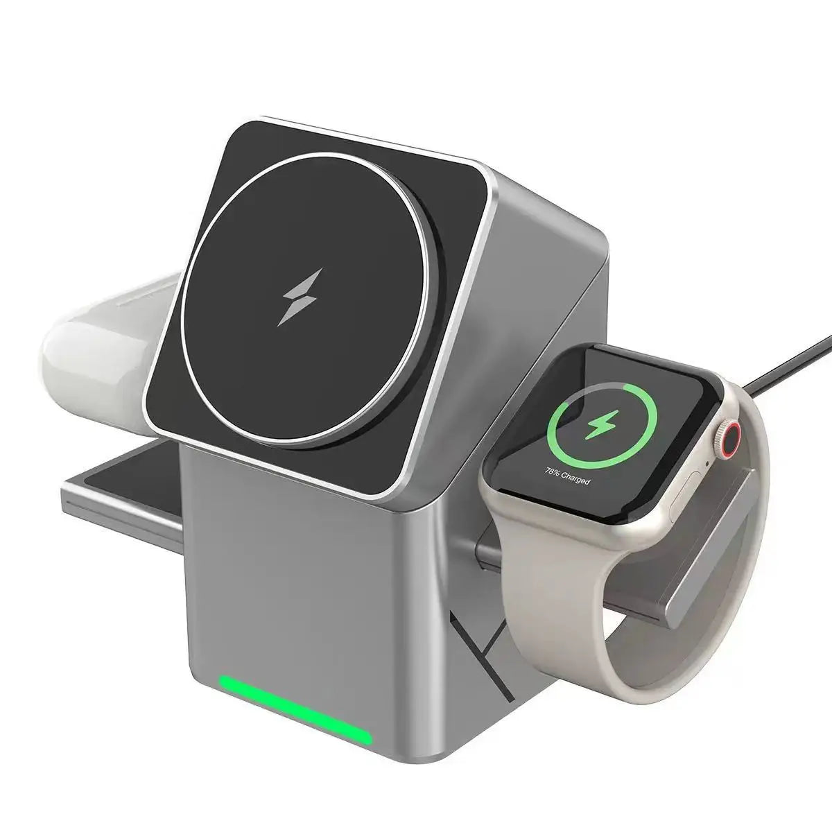 3-in-1 Auto-Rotation Magnetic Cube Wireless Charging Station for iPhone, iWatch & AirPods