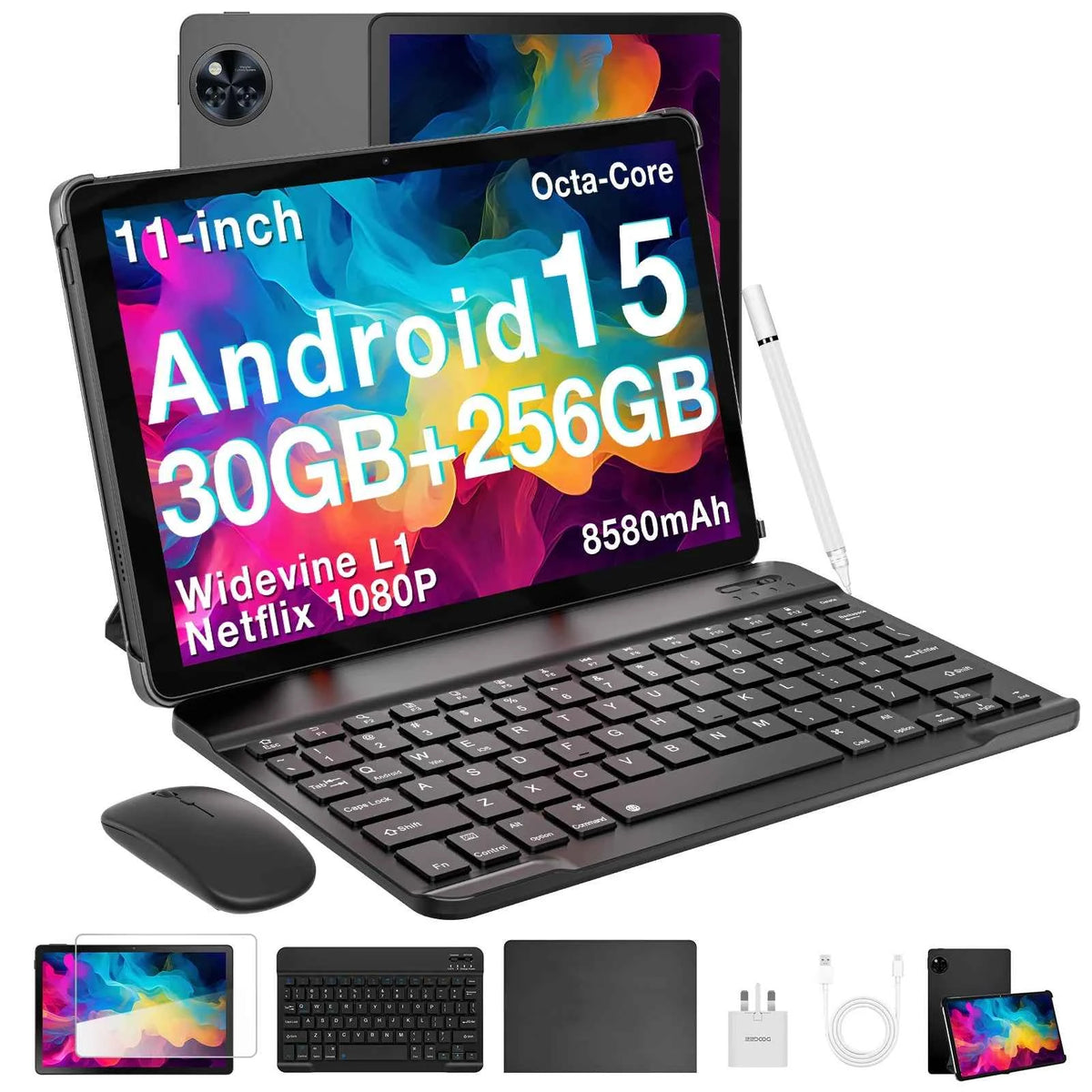 DOOGEE U11 Pro 2in1 PC Tablet Android 15 30GB(6+24) 256GB 11" 8580mAh Battery Dual Speakers Unisoc T7200 Widevine L1 Tablet