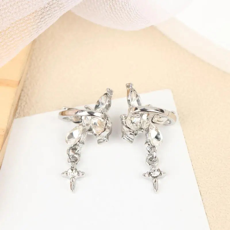 1 Pair Removable Rhinestone Butterfly Decorations for Clip-On Earbuds