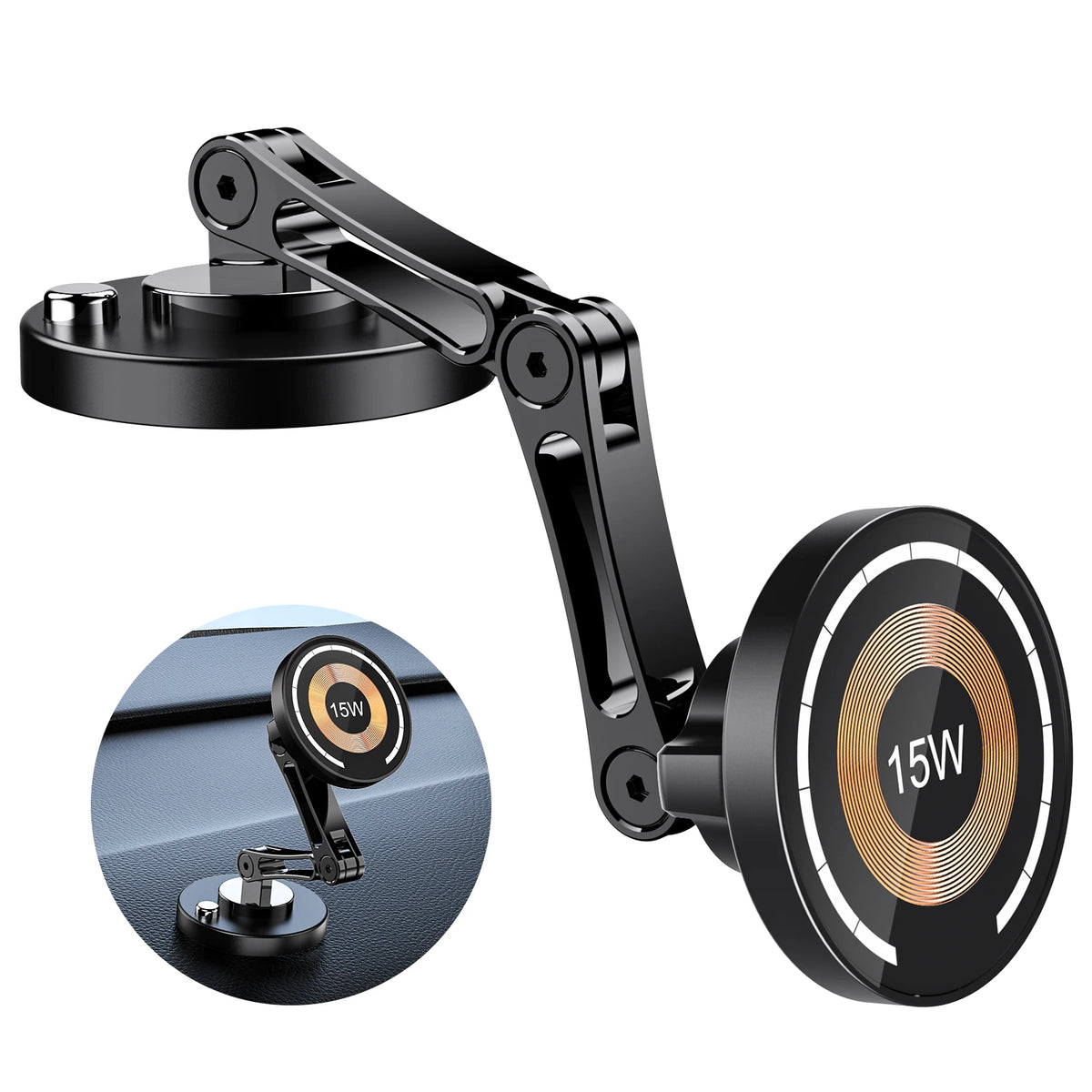 15W Magnetic Wireless Car Charger Mount for iPhone 16 15 14 13 12