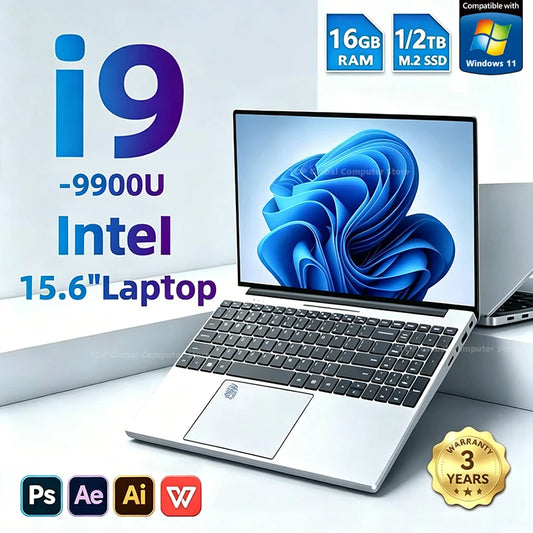2026 Gaming Laptop – Intel Core i9 9900, 16GB RAM, Up to 2TB SSD, 15.6" FHD, Fingerprint Unlock, Windows 11