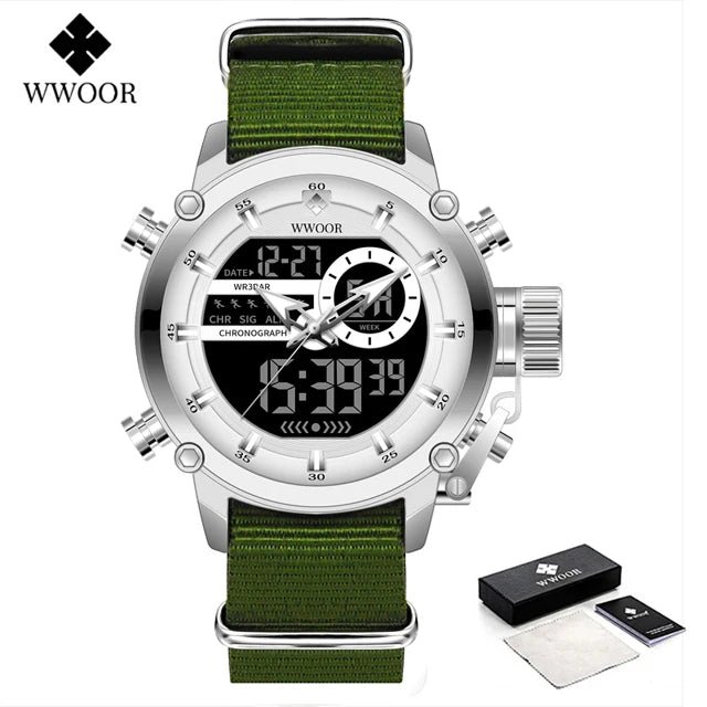 WWOOR Fashion Watches For Men Luxury Business Digital Wristwatch Military Sports Quartz Male Watch Waterproof Clock Montre Homme