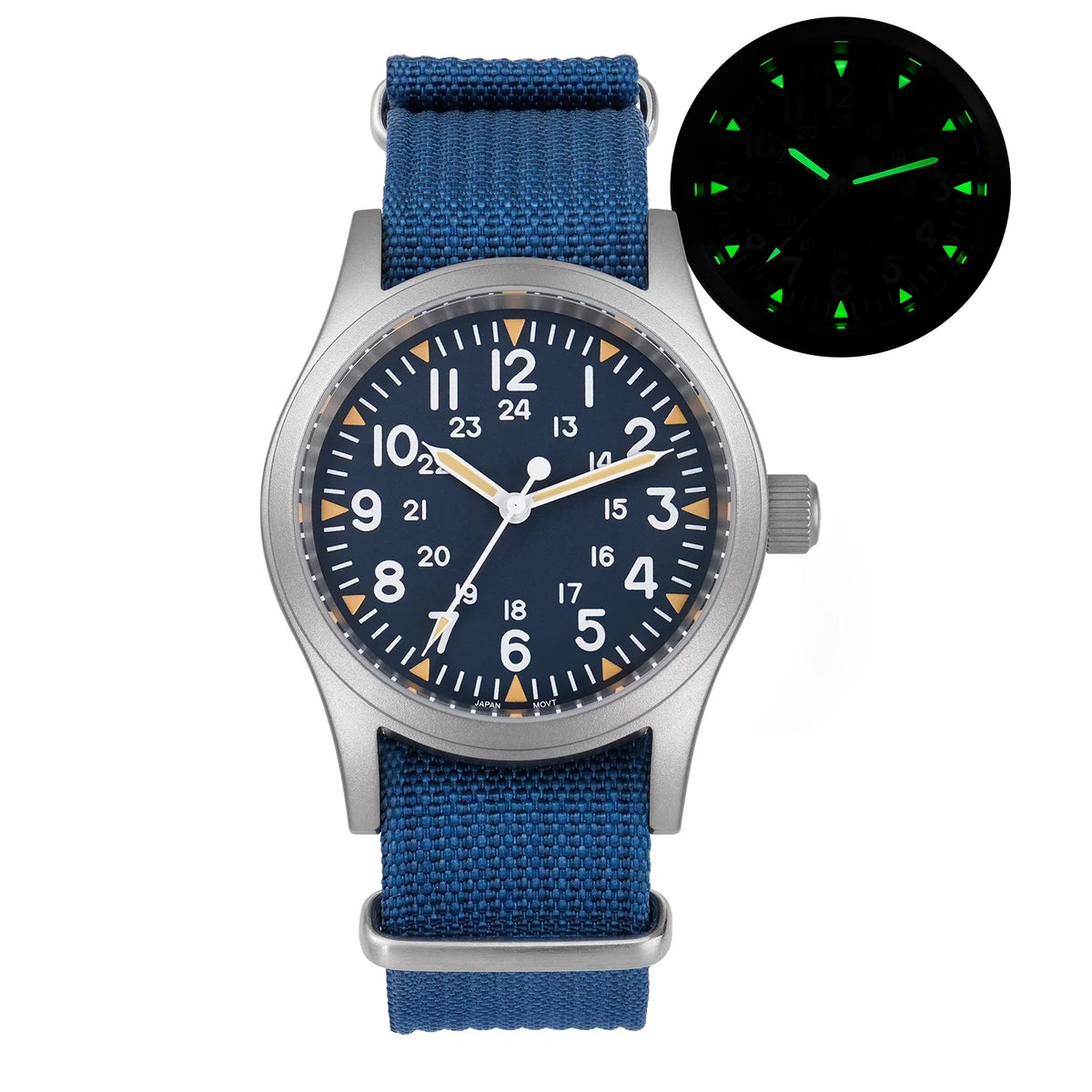 Militado ML05 Vintage Quartz Watch 38mm Watches VH31 Movement Watches Domed Sapphire Crystal With High Clear AR Coating Luminous