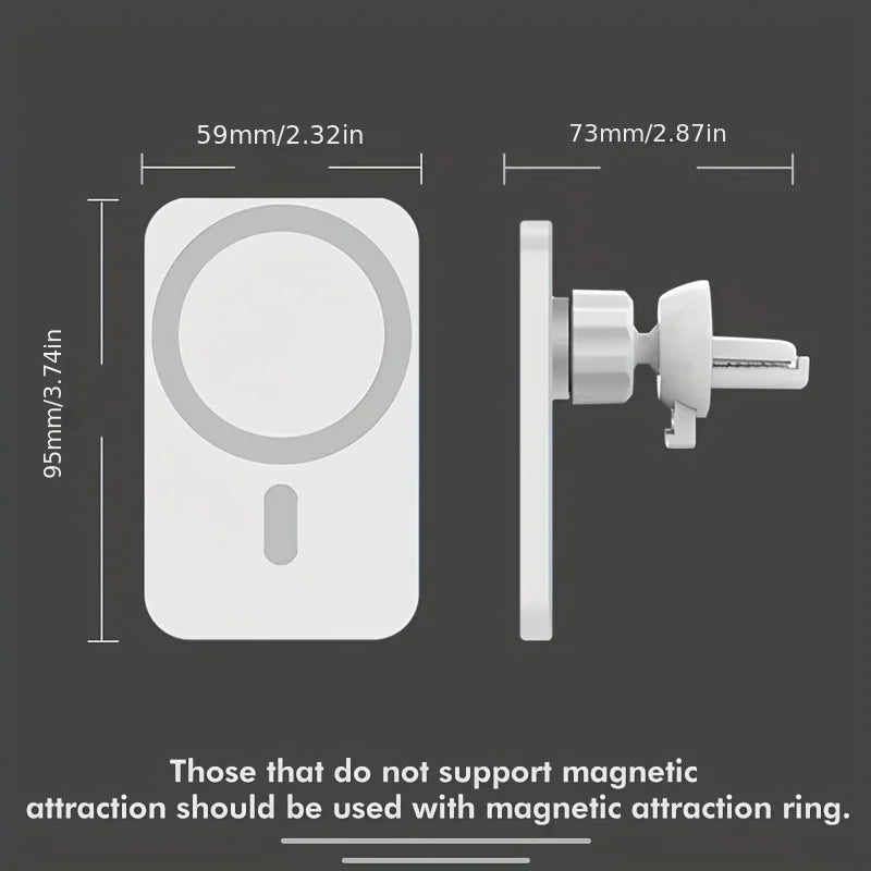 15W Magnetic Wireless Car Charger Mount for iPhone 15 14 13 12 and Xiaomi