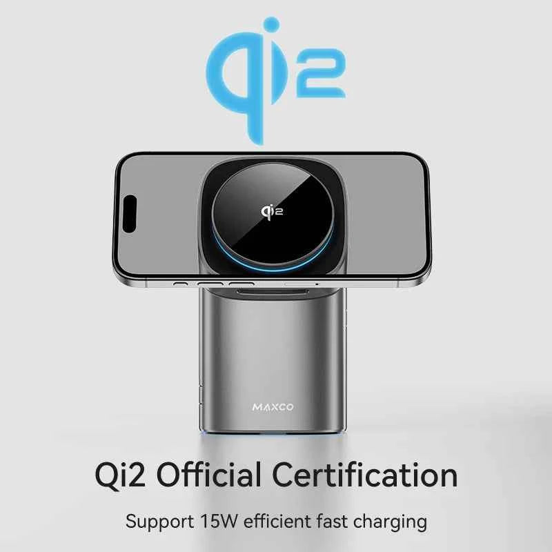 Qi2 15W 3-in-1 Magnetic Wireless Charging Station for iPhone, Apple Watch & AirPods