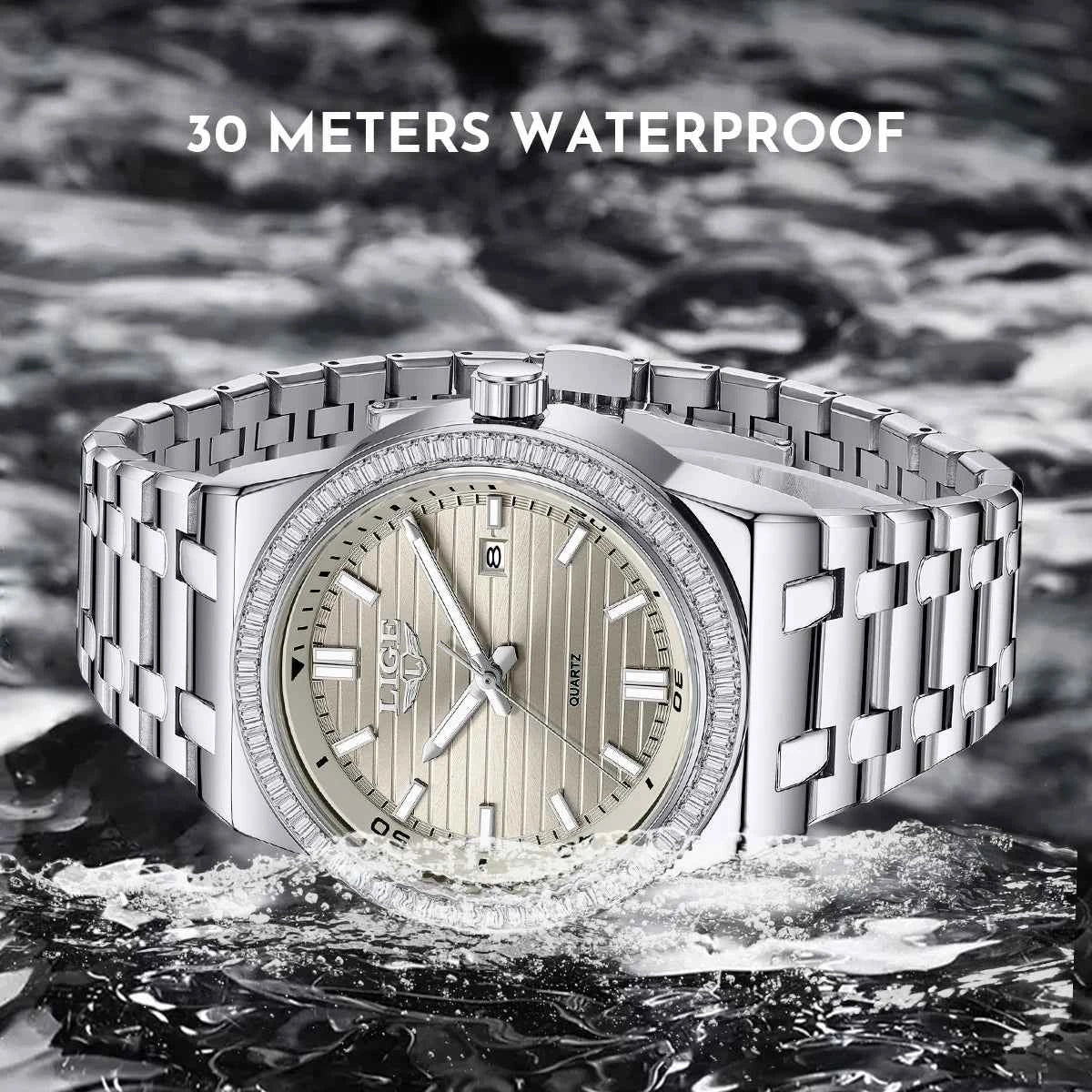 LIGE 2026 new simple men's watch fashion stainless steel Top luxury clock calendar luminous waterproof watches for men reloj+BOX