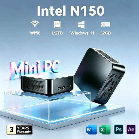 2026 NEW Intel N150 Mini PC 16GB RAM, 1TB or 2TB SSD, WiFi6, Windows 11, Perfect for Desktop Office Portable Gaming