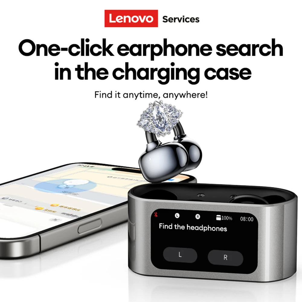 Lenovo RS105 Ear Clip Wireless Earphones with LCD Touchscreen and Bluetooth 6.0