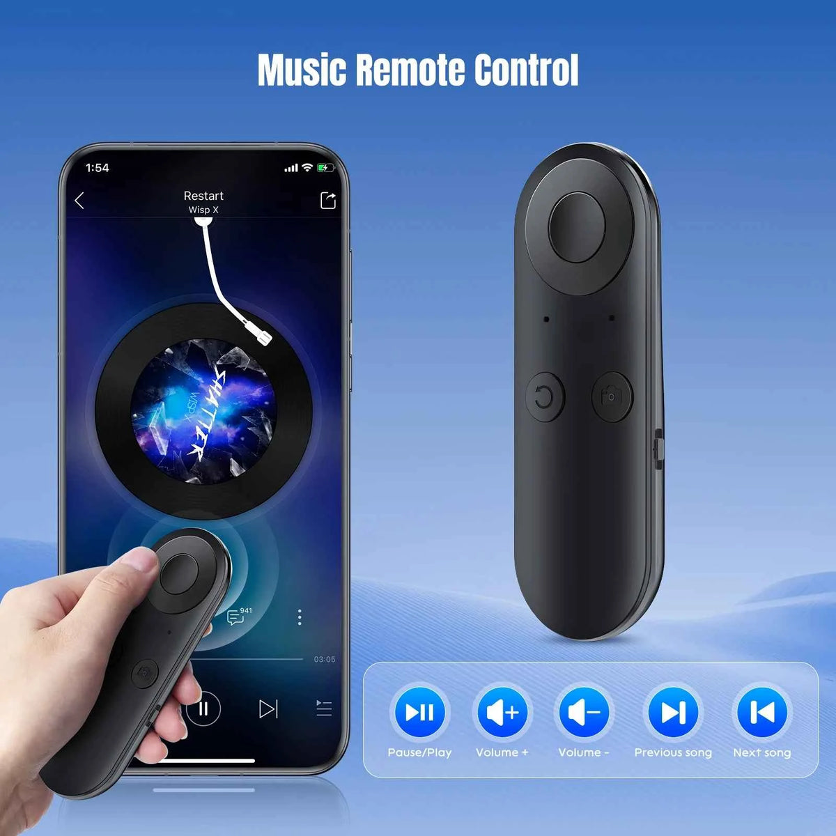 Smartphone Remote Clicker with Air Mouse Multifunctional Smart Fingertip Ring Remote Control for iPhone iPad Android Tablet