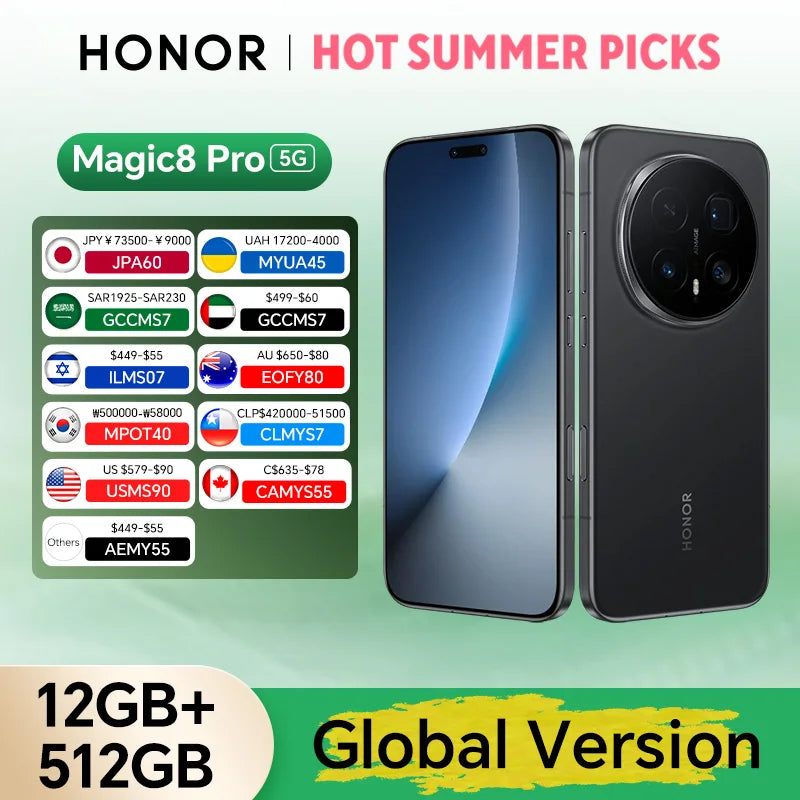 Honor Magic8 Pro 5G Global – 12GB+512GB, 6.71" 120Hz OLED, 200MP Camera, 7100mAh, 100W SuperCharge