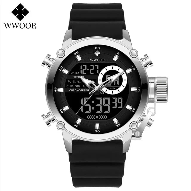 WWOOR Fashion Watches For Men Luxury Business Digital Wristwatch Military Sports Quartz Male Watch Waterproof Clock Montre Homme