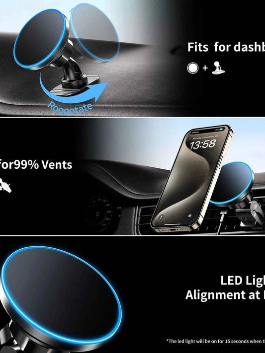 15W Magnetic Wireless Car Charger Mount for iPhone 16 15 14 13 12 Pro Max