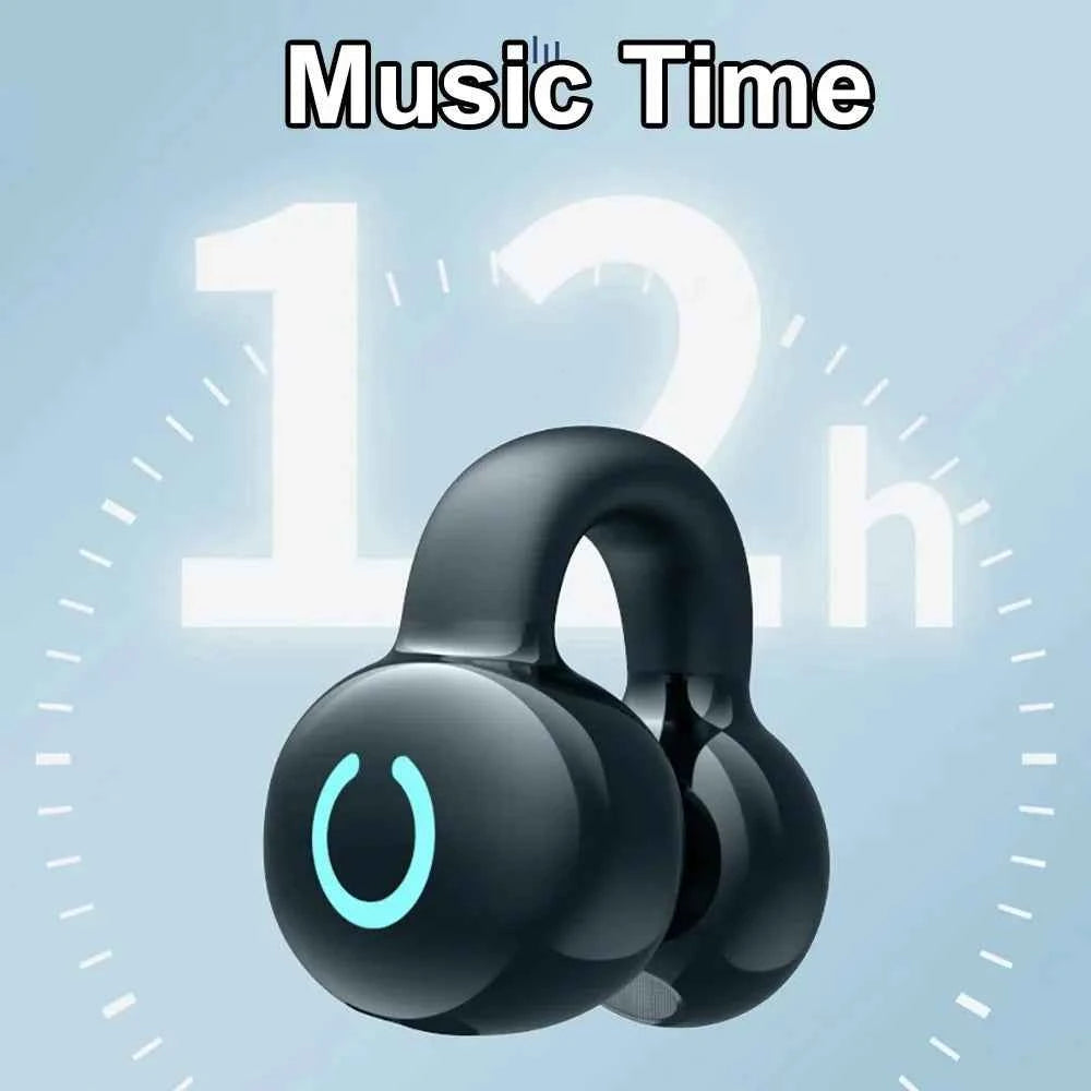 Single Bluetooth 5.3 Ear Clip Earphone with HiFi Stereo and Noise Reduction